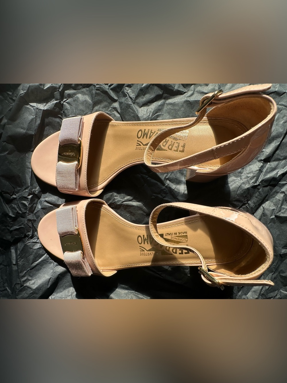 Salvatore Ferragamo Nude Pink Vara Bow Ankle-Strap Heels